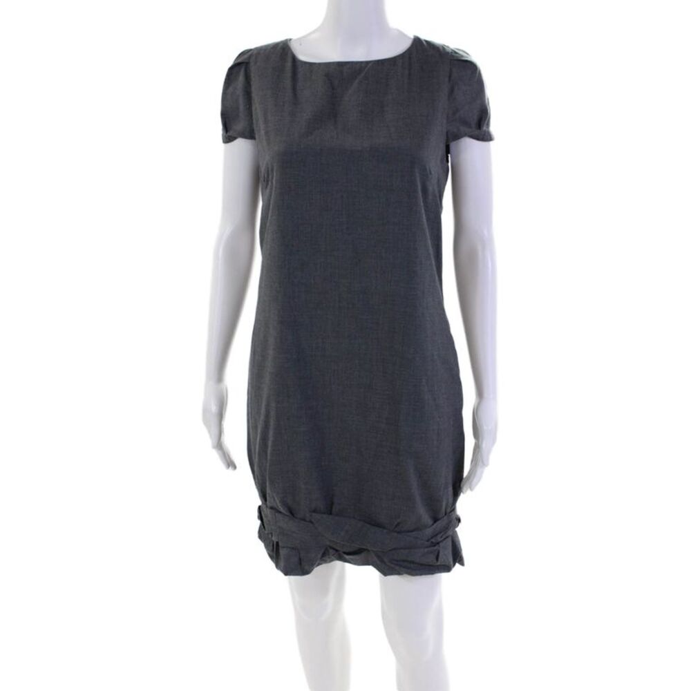 Ambali Womens Short Sleeves Mid Calf Sheath Dress Gray Cotton Size EUR 38